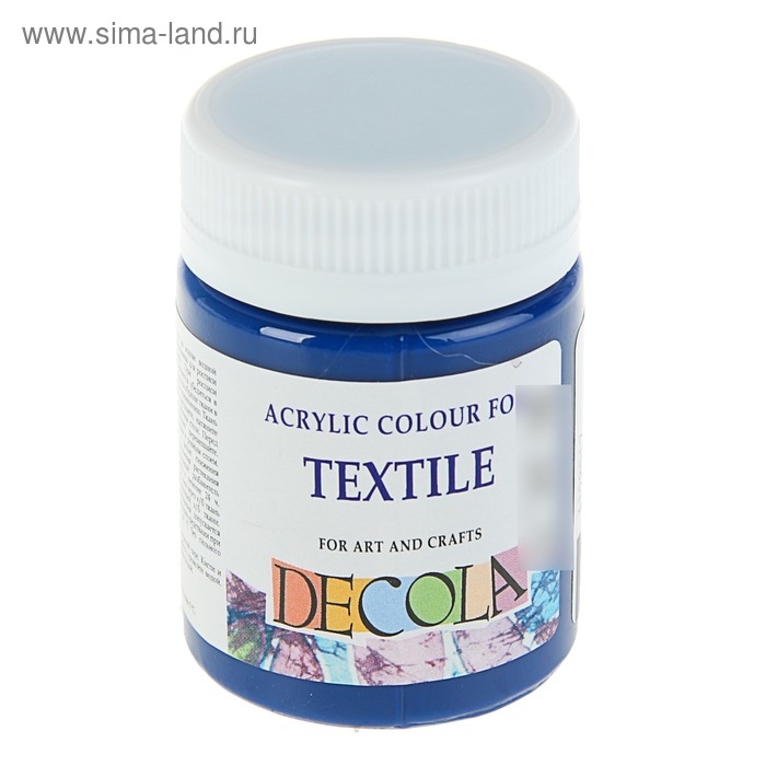 Краска по ткани, банка 50 мл, ЗХК Decola, Синяя тёмная 4128517, (акриловая на водной основе) Краска по ткани, банка 50 мл, ЗХК Decola, Синяя тёмная 4128517, (акриловая на водной основе)