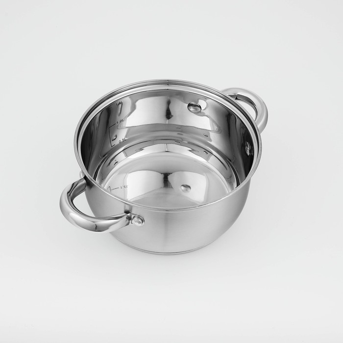 Кастрюля из нержавеющей стали Доляна «Гретте», 1,6 л, d=16 см, с крышкой, капсульное дно, индукция Кастрюля из нержавеющей стали Доляна «Гретте», 1,6 л, d=16 см, с крышкой, капсульное дно, индукция