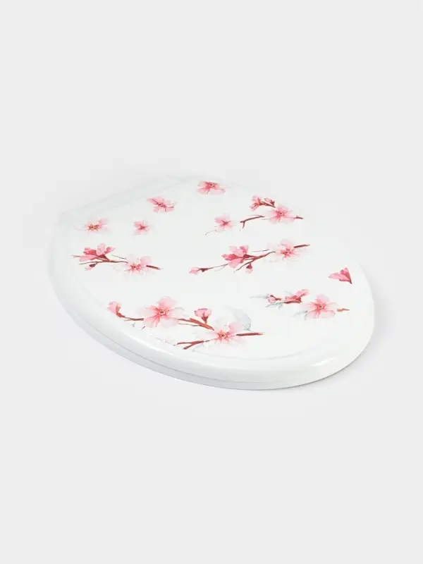 Сиденье для унитаза с крышкой &laquo;Декор. Сакура&raquo;, 44.5&times;37 см, белое