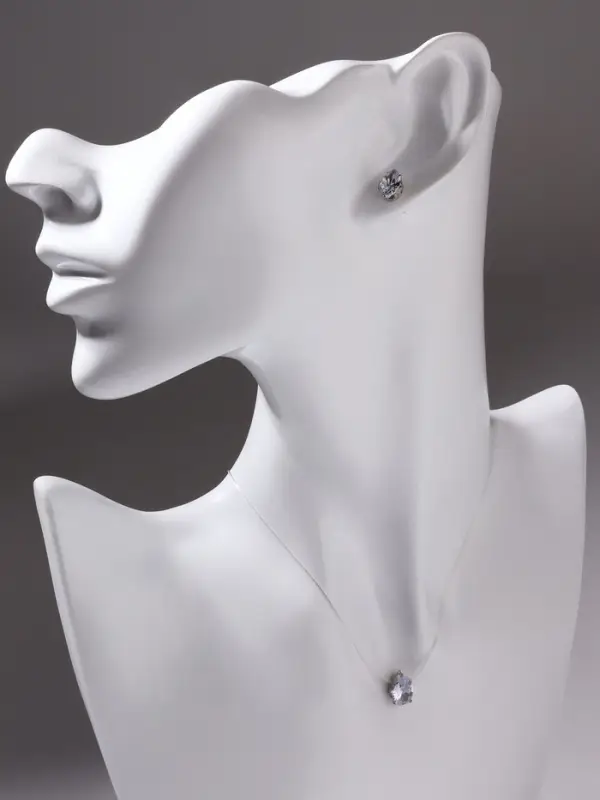Гарнитур 2 предмета: кулон, серьги &laquo;На леске&raquo;, капелька, белые в серебре, 30 см