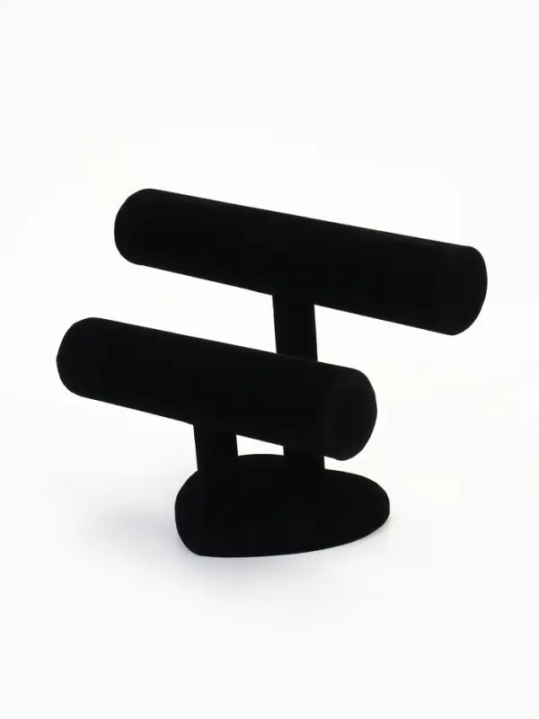 Подставка для часов, браслетов &laquo;QF. Флок&raquo;, двухуровневая, сердце, 26&times;11&times;18 см, d=5 см, чёрная