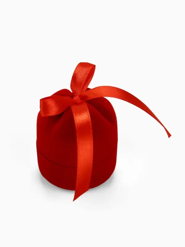 Футляр бархатный под кольцо, серьги &laquo;Подарочек&raquo;, 5&times;5&times;6 см, красный, вставка белая