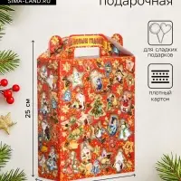 Подарочная новогодняя коробка &laquo;Праздничный медальончик&raquo; в красном, 16.8&times;7&times;25 см