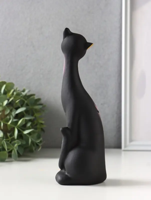 Фигура керамика &laquo;Кошка Итальянка&raquo;, бабочки, 21 см, чёрный