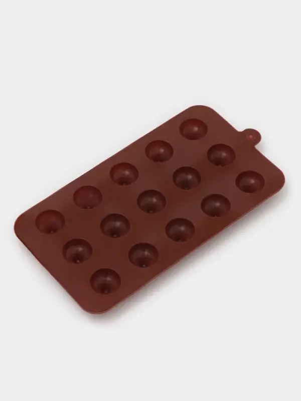 Форма для конфет и шоколада Доляна &laquo;Трюфель&raquo;, силикон, 20.5&times;10.5 см, 15 ячеек (d=2.2 см), коричневая