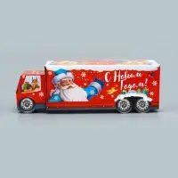 Подарочная коробка Новогодняя Фура «Везу радость» с анимацией 36×15×10 см