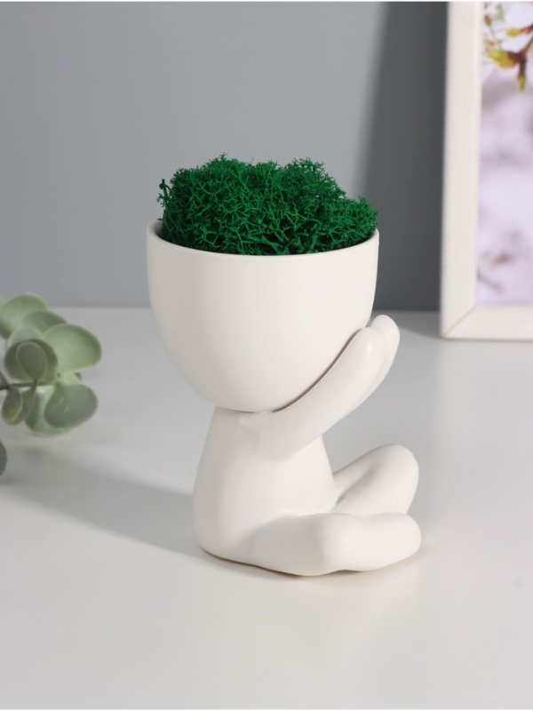 Кашпо керамика  Кашпо керамика "Мистер Грин" любитель тишины 10*7,5*8 см белый