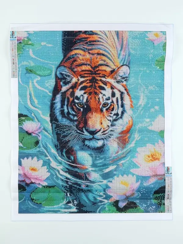 Алмазная мозаика с полным заполнением на холсте &laquo;Тигр в воде&raquo;, 40&times;50 см