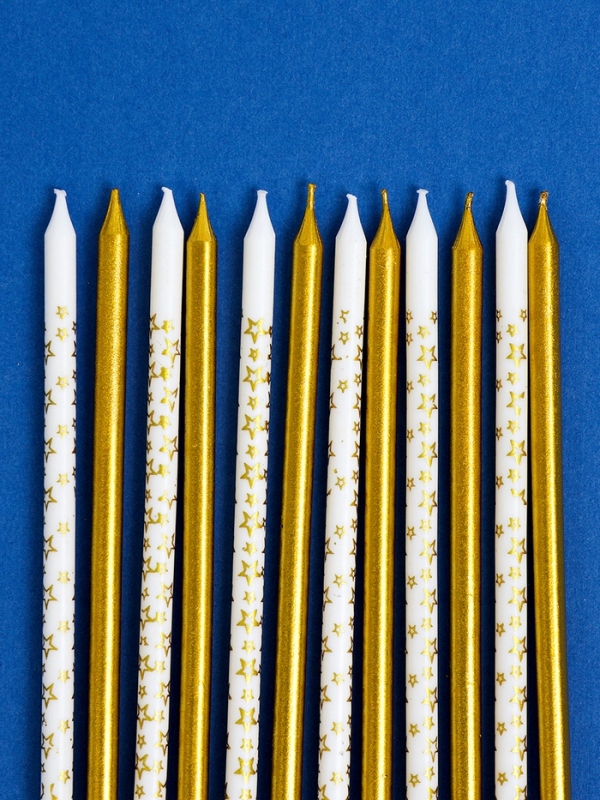 Набор свечей для торта Набор свечей для торта "Звёздочки", 12 шт. золотой и белый