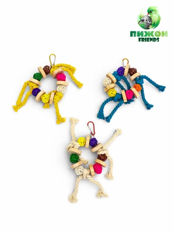 Игрушка для птиц &laquo;Браслет&raquo;, 13.5&times;5 см, с колокольчиками, цвет МИКС