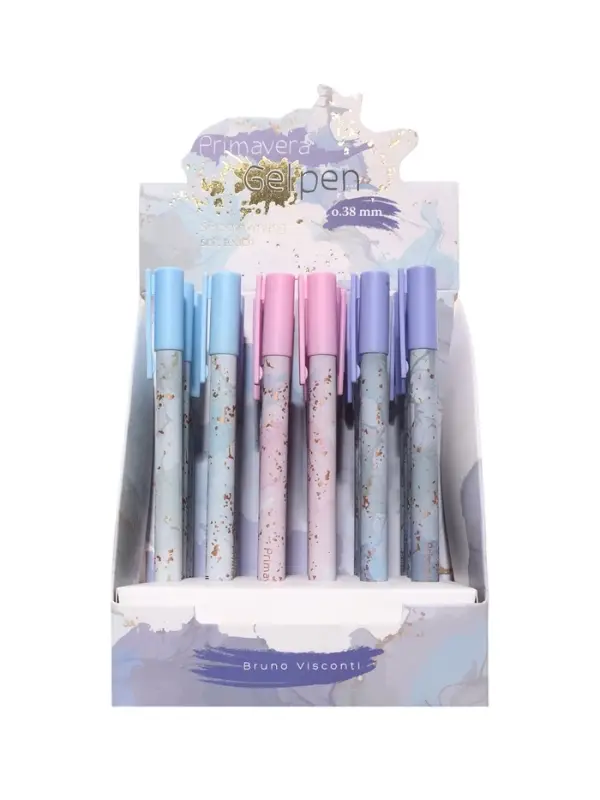 Ручка гелевая BrunoVisconti. Primavera 0.38мм, стерж/син, МИКС