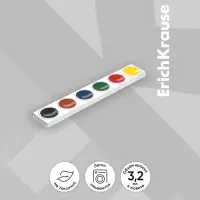 Акварель ErichKrause, 6 цветов, без кисти, картон, европодвес (облегчённая упаковка)