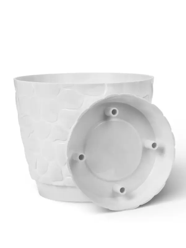 Горшок для цветов с поддоном IDEA &laquo;Камни&raquo;, 4.8 л, пластик, белый