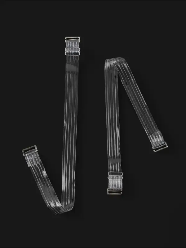 Лямки для бюстгальтера, силиконовые, фурнитура металл, 5 полос, 1.9 см, 37 см, пара, прозрачные