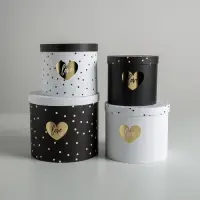 Набор коробок для цветов 4 в 1, упаковка подарочная, &laquo;Чёрно-белый&raquo;, 14&times;14&times;13 см - 20&times;20&times;17.5 см