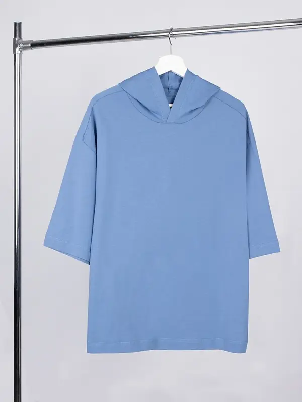 Футболка оверсайз унисекс с капюшоном Neofit, синяя, размер XS/S Футболка оверсайз унисекс с капюшоном Neofit, синяя, размер XS/S