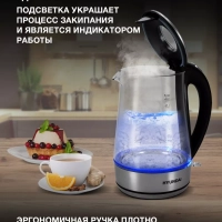 Чайник HYK-G8406 1.7л. 2200Вт прозрачный черный