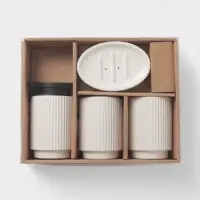 Набор аксессуаров для ванной &laquo;Грани&raquo;, 4 предмета, мыльница, дозатор для мыла, 2 стакана, белый