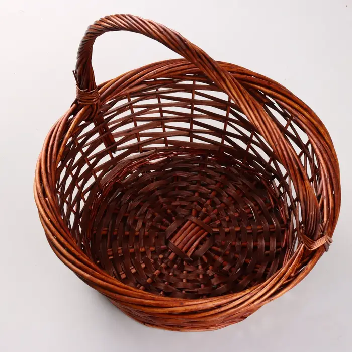 Корзина плетёная для хранения &laquo;Плейт&raquo;, лоза, с ручкой, коричневая, набор 3 шт.