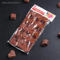 Форма силиконовая для украшений Доляна &laquo;Чаепитие&raquo;, 22.5&times;10.5&times;2 см, 12 ячеек, силикон, коричневая