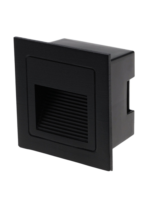 Встраиваемый светильник для лестницы, IP65, 3 Вт, 4000К, 68x68, квадрат, черный