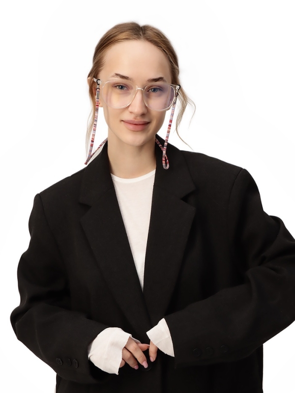 Шнурок для очков на шею 70 см, красный с узором Шнурок для очков на шею 70 см, красный с узором