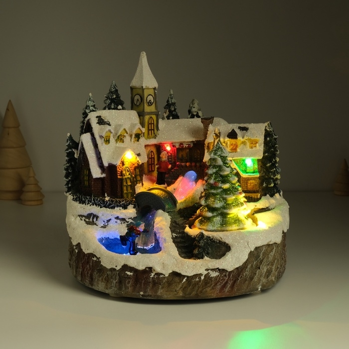 Сувенир пластик световой Сувенир пластик световой "Новогодняя улочка" крутится 20,5х17х20,5 см