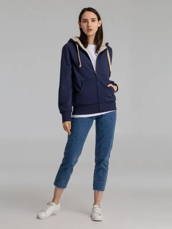 Толстовка унисекс на молнии Sherpa 280, темно-синяя, размер XS Толстовка унисекс на молнии Sherpa 280, темно-синяя, размер XS