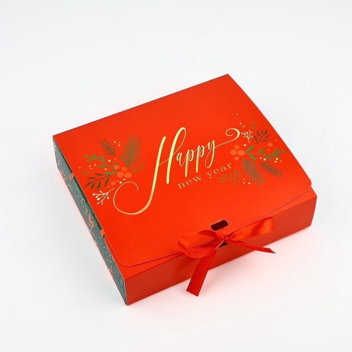 Коробка подарочная новогодняя складная «С Новым годом», 20 х 18 х 5 см Коробка подарочная новогодняя складная «С Новым годом», 20 х 18 х 5 см