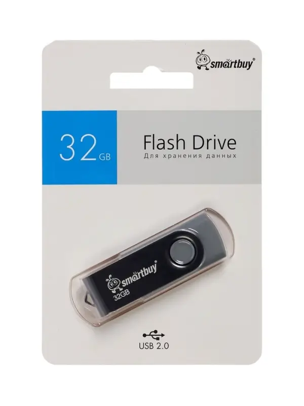 Флешка Smartbuy Twist, 32 Гб, USB 2.0, чтение до 25 Мб/с, запись до 15 Мб/с, чёрная Флешка Smartbuy Twist, 32 Гб, USB 2.0, чтение до 25 Мб/с, запись до 15 Мб/с, чёрная