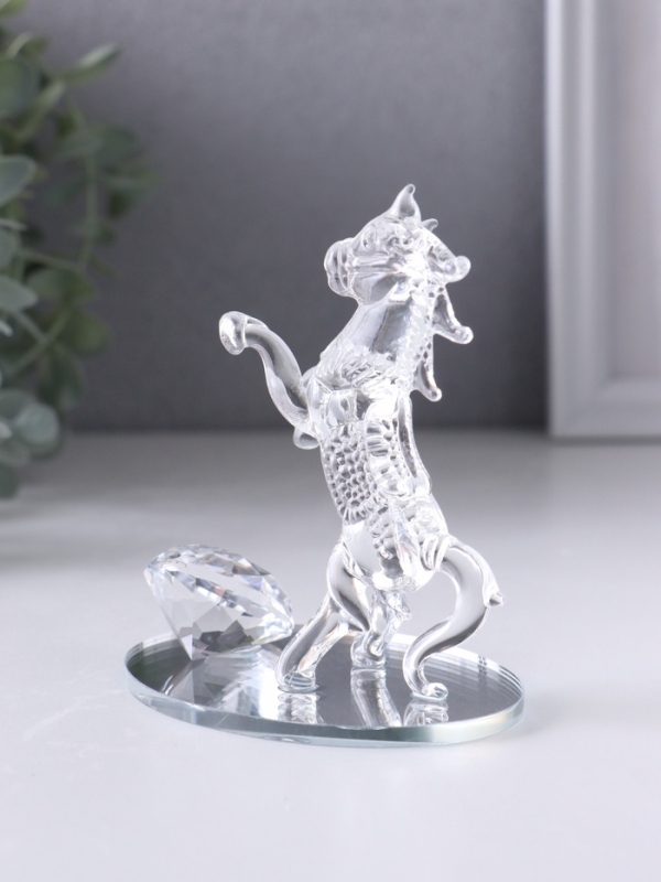 Сувенир стекло Сувенир стекло "Конь на дыбах, с бриллиантом" 8,5х6х9,5 см