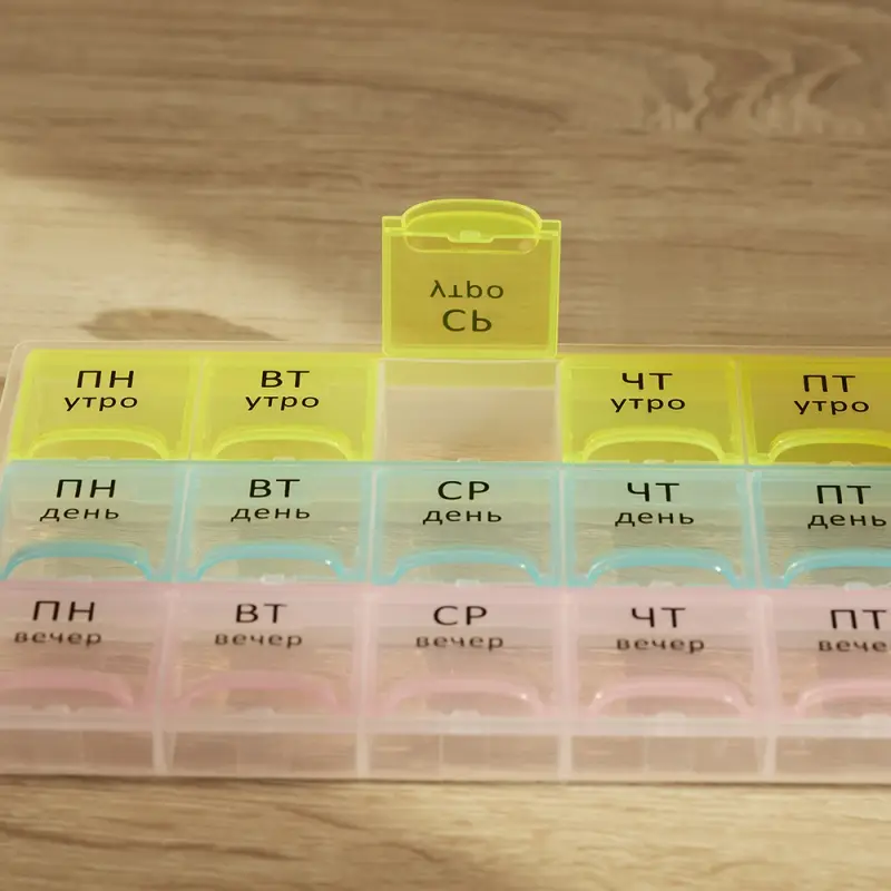 VETTA Бокс для таблеток, 21 отсек, пластик, 21,4х10,5см