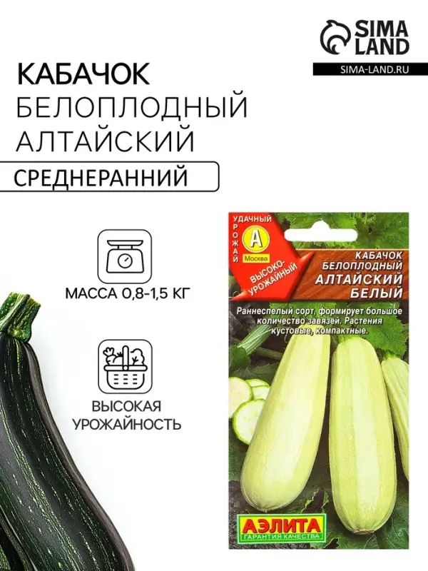 Семена Кабачок белоплодный &laquo;Алтайский белый&raquo;, 1 г, &laquo;Агрофирма АЭЛИТА&raquo;