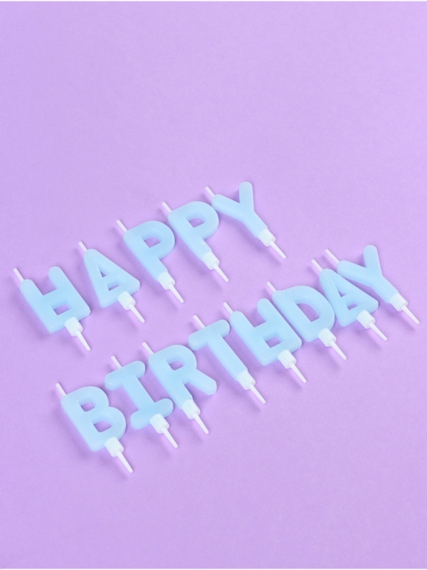 Свечи в торт  Свечи в торт "С днём рождения", светящиеся голубые