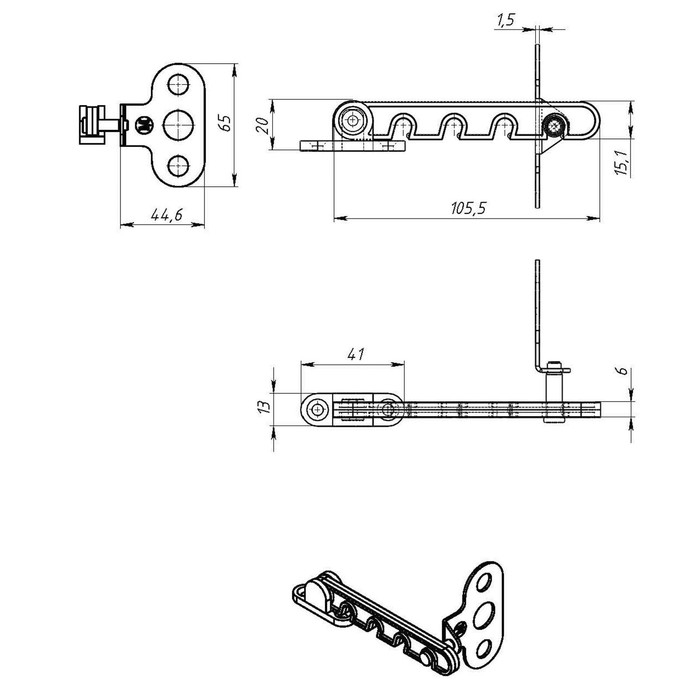 Ограничитель открывания окна пластиковый, L=105, белый 50 шт Ограничитель открывания окна пластиковый, L=105, белый 50 шт