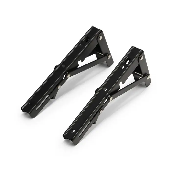 Кронштейн складной для столов и полок ТУНДРА, 2 шт., длина 200 мм, сталь черный