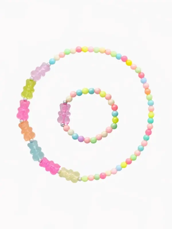 Набор детский &laquo;Выбражулька&raquo; 2 предмета: бусы, браслет, мармеладные мишки, d=5 см цветной