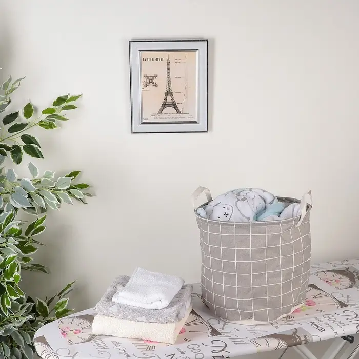 Корзина для белья Доляна &laquo;Клетка&raquo;, 30&times;30&times;30 см, серая