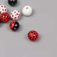 Бусины для творчества дерево "Божья коровка" набор 10 шт 1,6х1,6х1,6 см