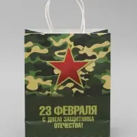 Пакет подарочный крафт &laquo;С 23 Февраля&raquo; 21&times;11&times;27 См
