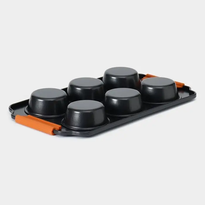 Форма для выпечки Magistro &laquo;French Bakery. Круг&raquo;, 30.5&times;18&times;3 см, 6 ячеек, антипригарное покрытие, чёрная