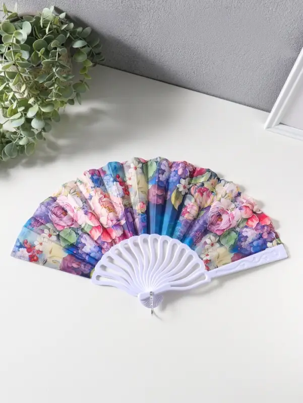 Веер складной &laquo;Пышные пионы и гортензии&raquo;, 22.5 см