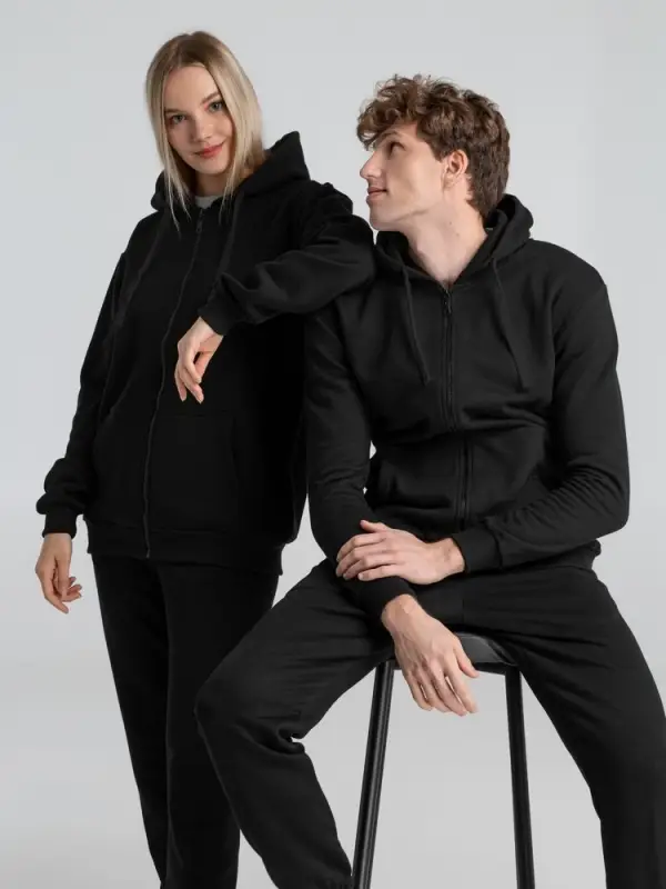 Толстовка на молнии с капюшоном Siverga Heavy 2.0, черная, размер S
