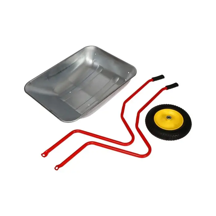 Тачка садовая, одноколёсная: груз/п 80 кг, объём 65 л, красные ручки Тачка садовая, одноколёсная: груз/п 80 кг, объём 65 л, красные ручки