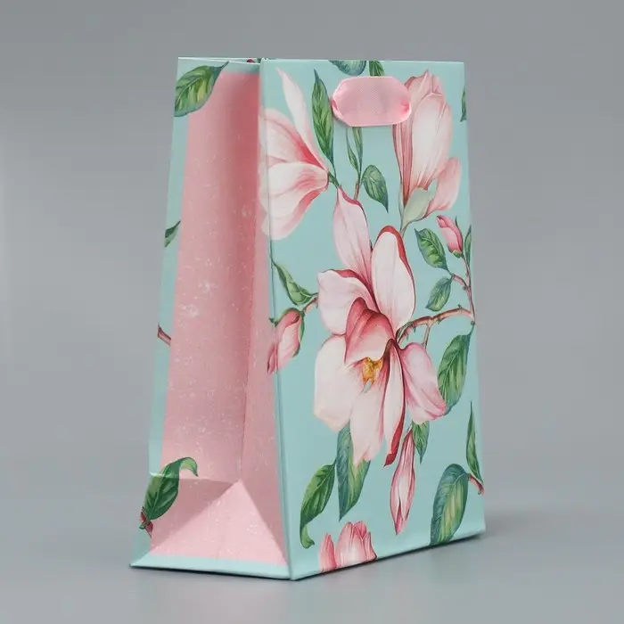 Пакет подарочный ламинированный, упаковка, «Магнолия», S 12 х 15 х 5.5 см