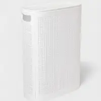 Плетёная корзина для белья с крышкой &laquo;Лён&raquo;, 45 л, 43&times;20&times;60 см, белая