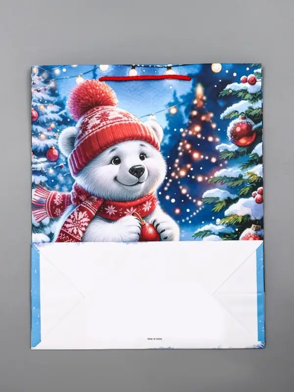 Пакет подарочный новогодний ламинированный, «Зимние забавы» , 26×12×32 см