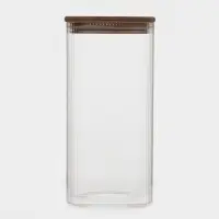 Банка для сыпучих продуктов BellaTenero &laquo;Эко. Квадрат&raquo;. 1.6 л, 10&times;20 см, с бамбуковой крышкой, стекло, прозрачная