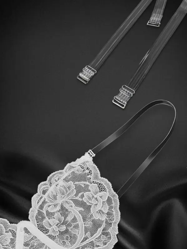 Лямки для бюстгальтера, силиконовые, фурнитура металл, 5 полос, 1.9 см, 37 см, пара, прозрачные