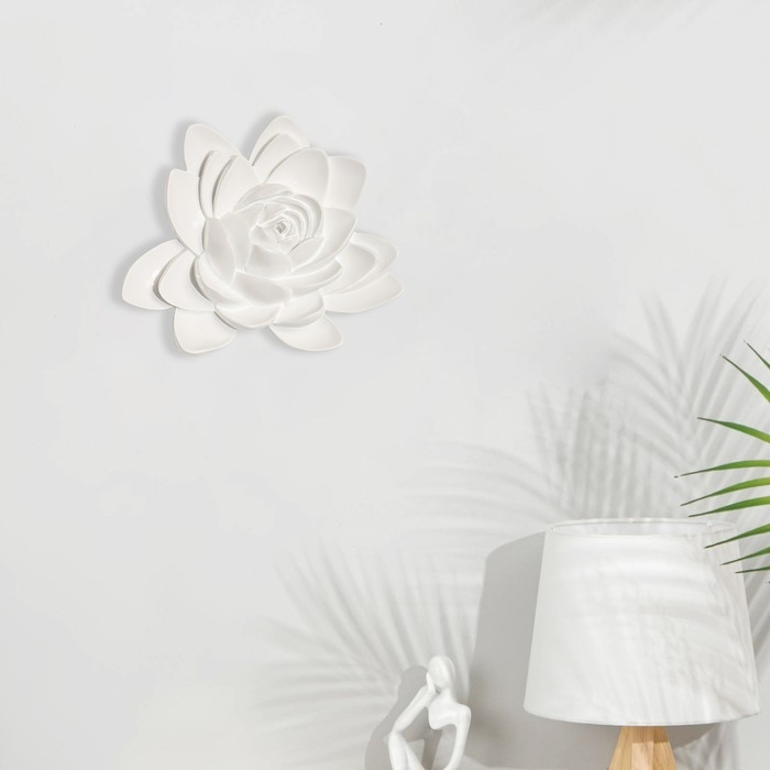 Декор настенный, Декор настенный, "Лотос" 14 x 15 см, белый